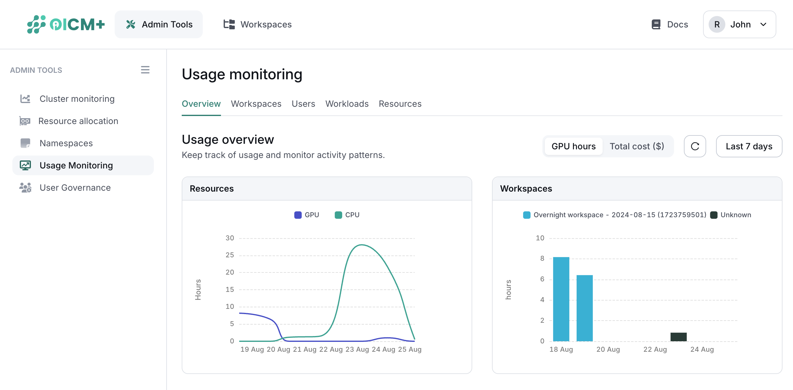 Screenshot of Admin Tools button and menu