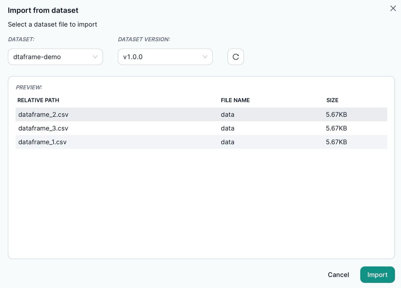 Dataframe Import Page