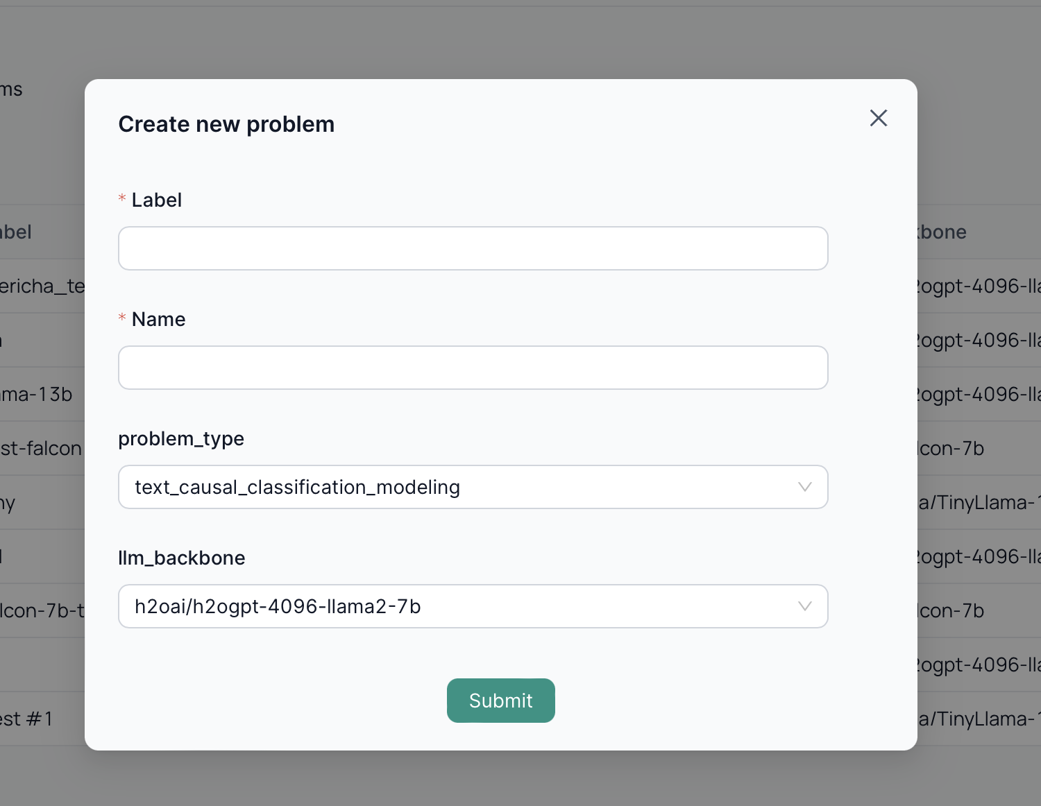 Create new Fine Tuning Problem