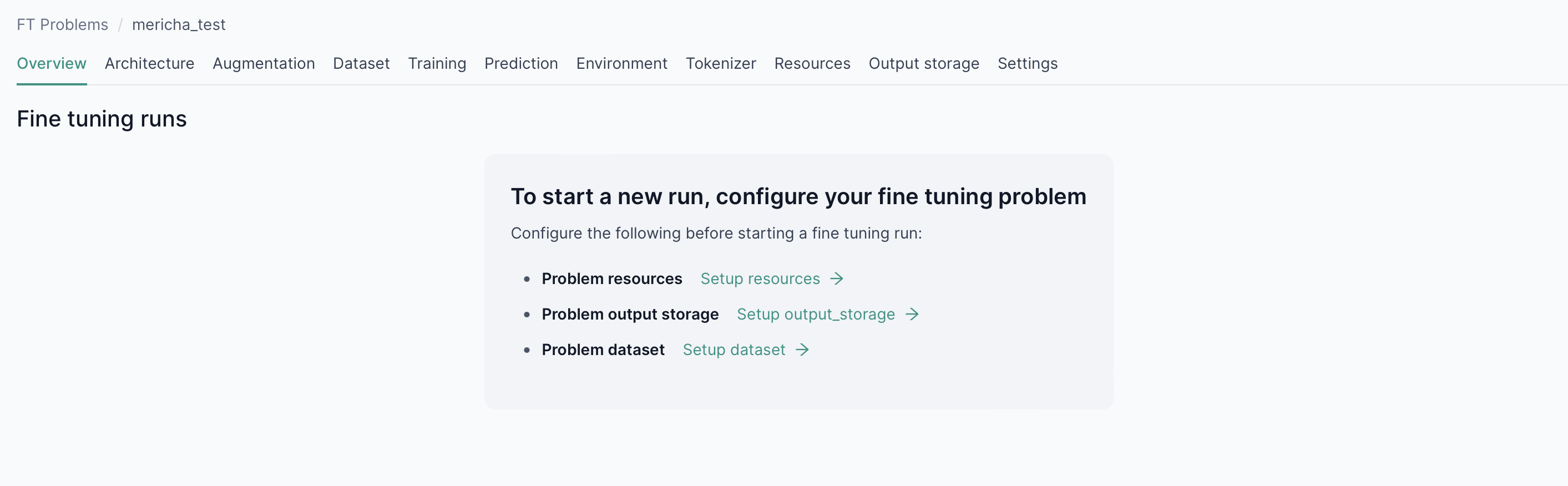 Fine Tuning Problem Overview Page