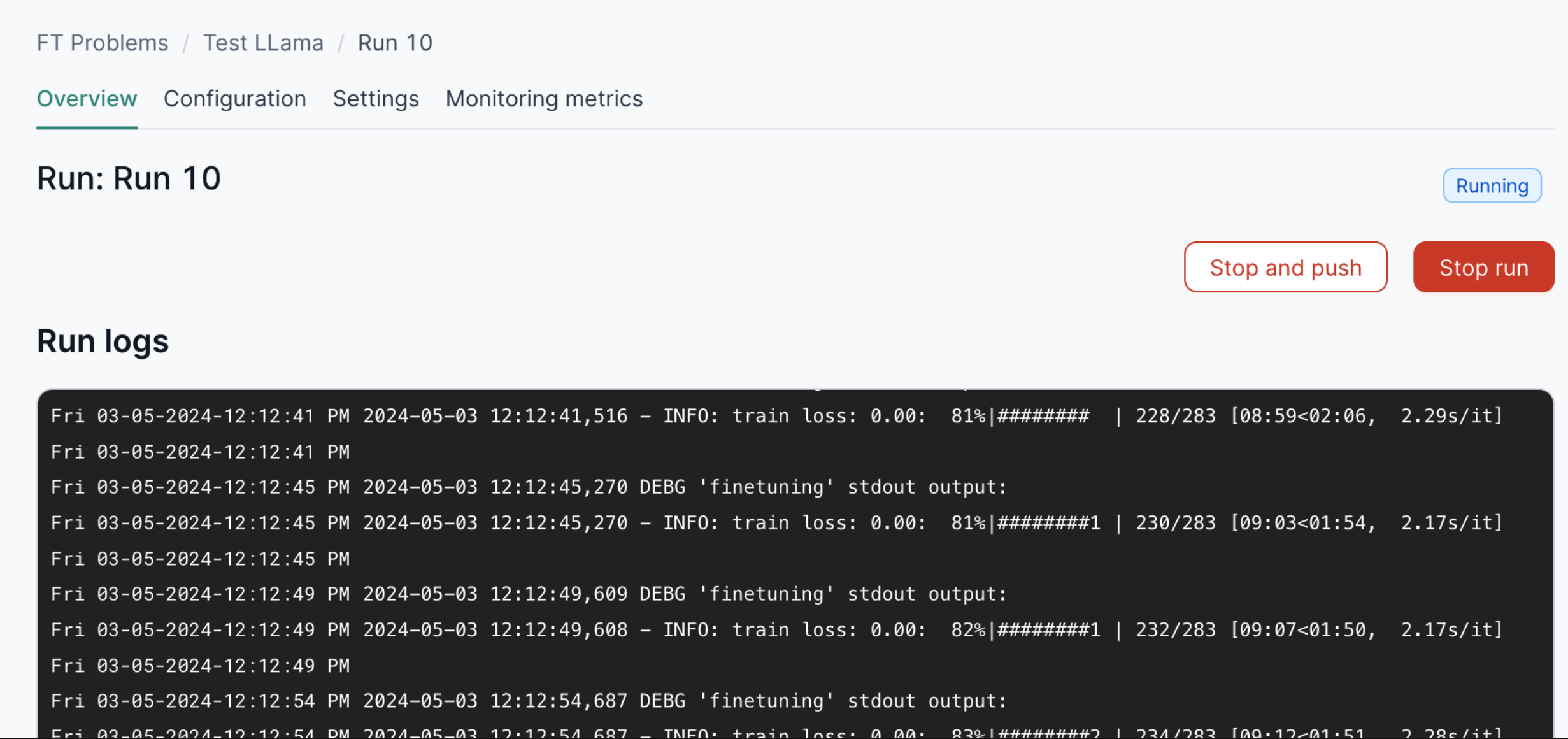 Fine Tuning Progress
