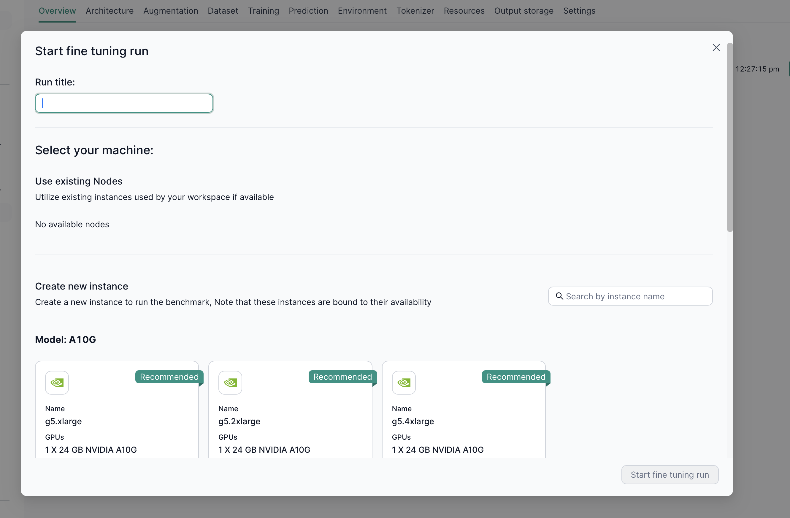 Fine Tuning Start New Run