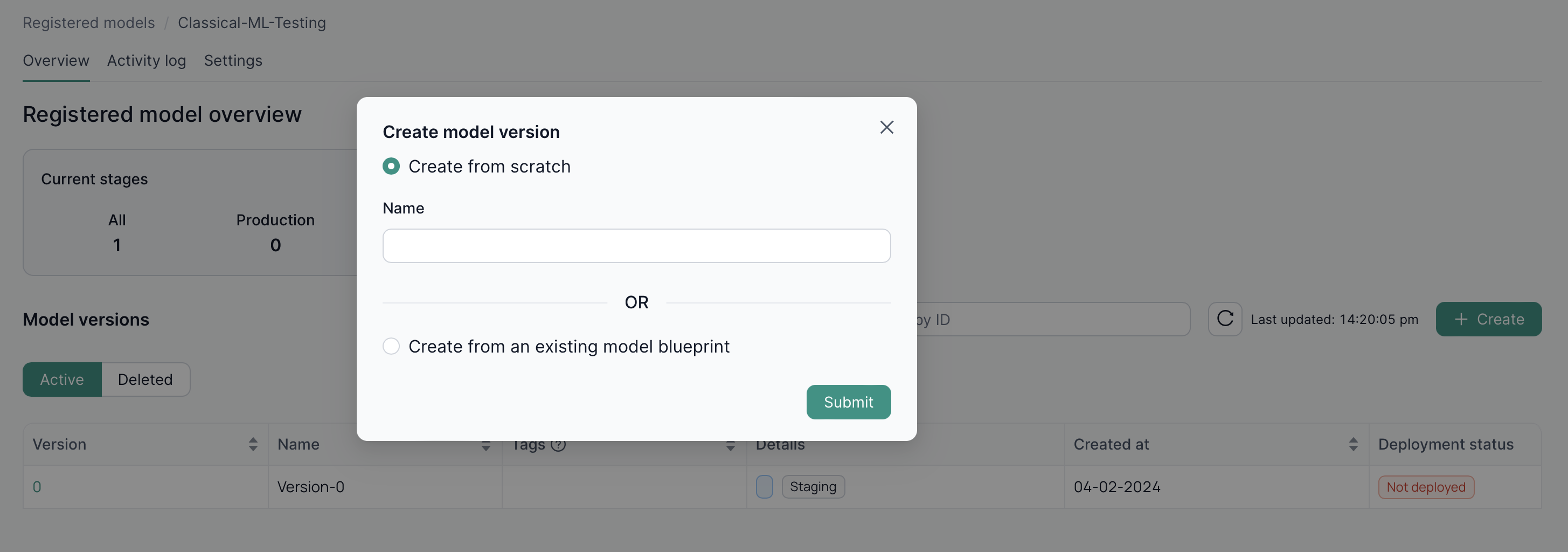 Create Model Version