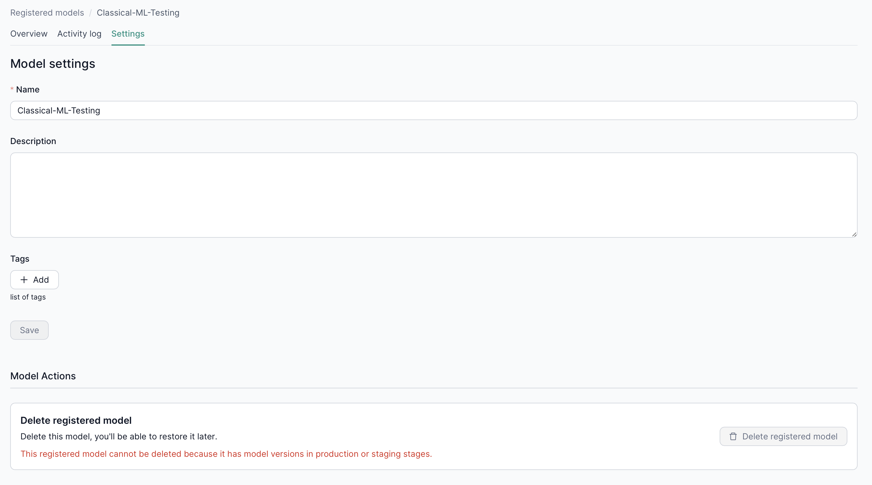 Delete Registered Model